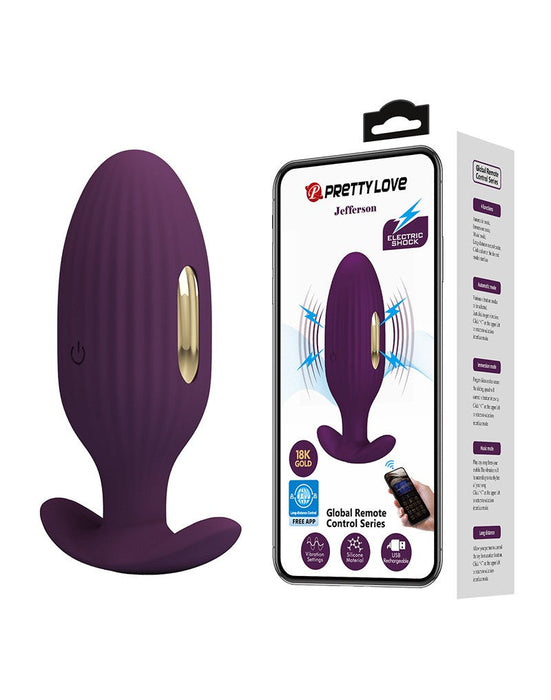 Pretty Love - Jefferson - Vibrerende E-stim Buttplug - Met App Control - Electroshock - Paars-Laced-up.nl