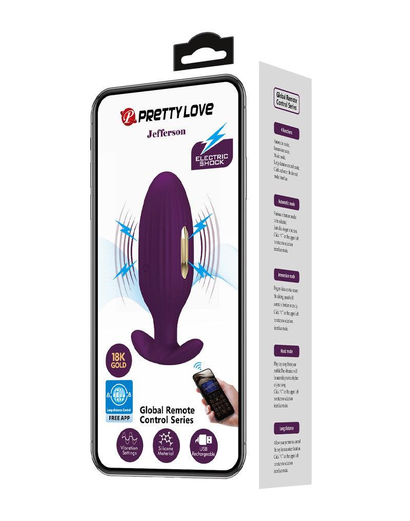 Pretty Love - Jefferson - Vibrerende E-stim Buttplug - Met App Control - Electroshock - Paars-Laced-up.nl