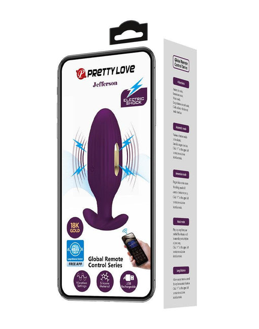 Pretty Love - Jefferson - Vibrerende E-stim Buttplug - Met App Control - Electroshock - Paars-Erotiekvoordeel.nl