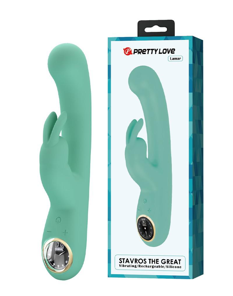 Pretty Love - Lamar - Rabbit Vibrator - Met LCD Display - Lichtblauw-Erotiekvoordeel.nl