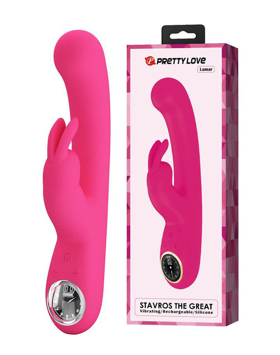 Pretty Love - Lamar - Rabbit Vibrator- Met LCD Display - Roze-Laced-up.nl