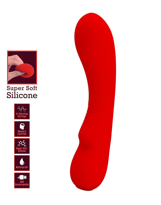 Pretty Love - Matt - G-Spot Vibrator - Flexibele Schacht - 12 Standen - Rood-Laced-up.nl