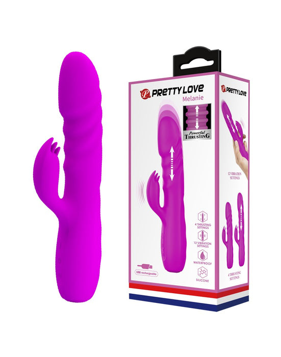 Pretty Love - Melanie - Stotende Rabbit Vibrator - Roze-Laced-up.nl