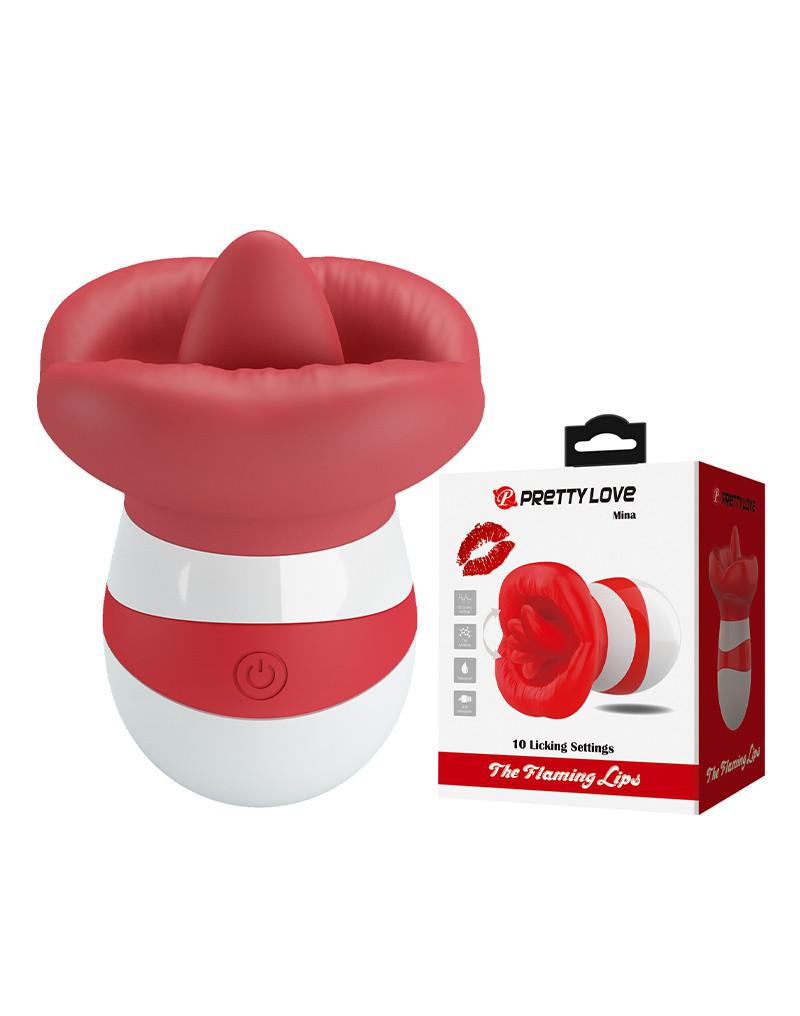 Pretty Love - Mina - Clitoris Vibrator - Likkende Tong Functie - Rood-Laced-up.nl