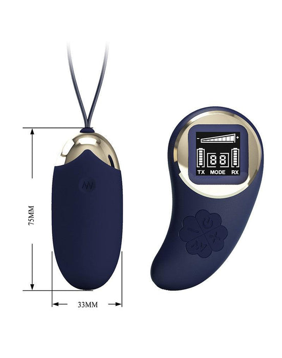 Pretty Love - Mina - Vibrerend Eitje - Afstandsbediening met LCD Display - Blauw-Laced-up.nl