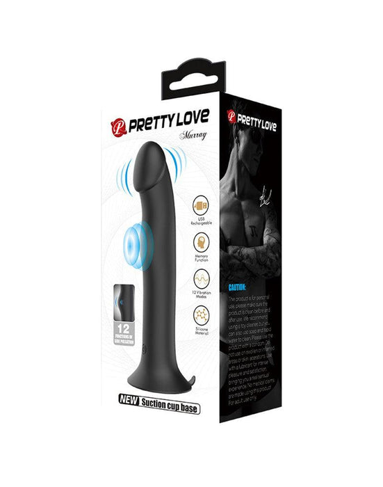 Pretty Love - Murray - Vibrerende Dildo - 19 cm - Zwart - USB Oplaadbaar - Siliconen-Laced-up.nl