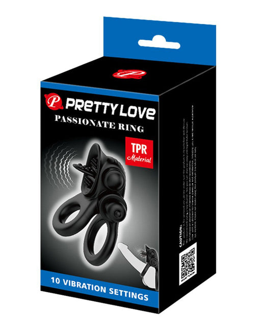 Pretty Love - Passionate Ring Vibrerende Cockring - Zwart-Erotiekvoordeel.nl