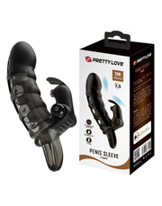 Pretty Love - Cuper - Penis Sleeve Met Clitoris Stimulator - Zwart-Laced-up.nl