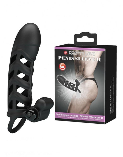 Pretty Love - Penis Sleeve Met Clitoris Stimulator Nr. 2 - Zwart-Laced-up.nl