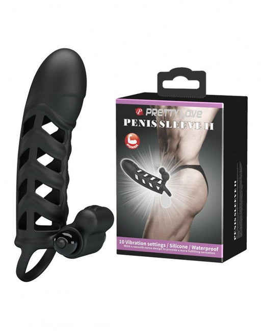 Pretty Love - Penis Sleeve Met Clitoris Stimulator Nr. 2 - Zwart-Erotiekvoordeel.nl