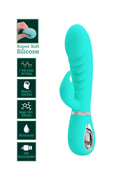 Pretty Love - Prescott - Rabbit Vibrator - Dubbele Motor - Turquoise-Laced-up.nl