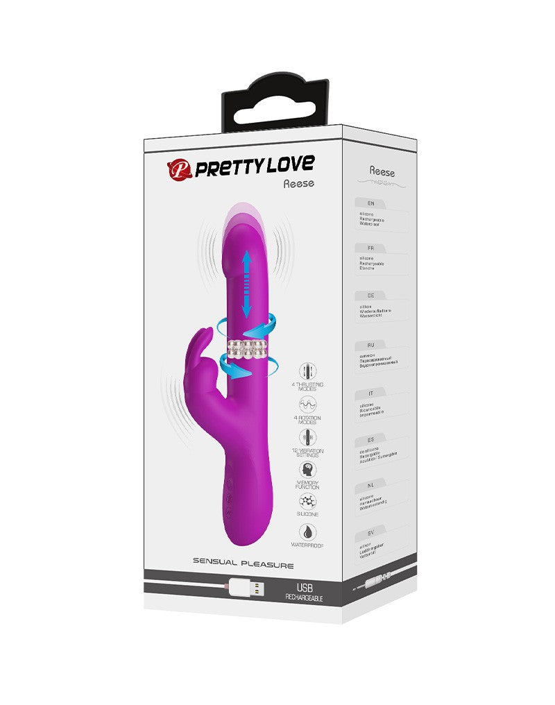 Pretty Love - Reese - Stotende Rabbit Vibrator - Roze-Laced-up.nl