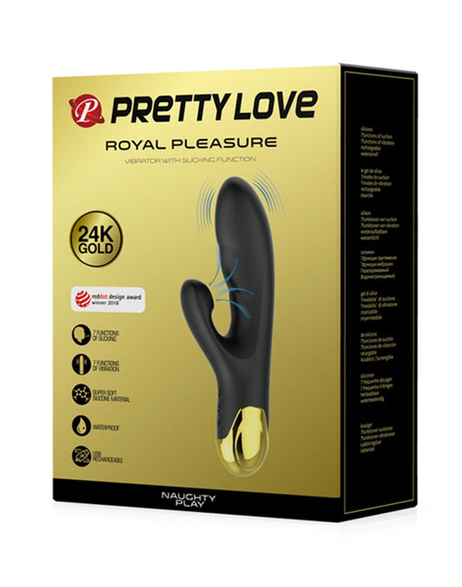 Pretty Love - Royal Pleasure - Vibrator met Zuigfunctie - Zwart/Goud-Erotiekvoordeel.nl