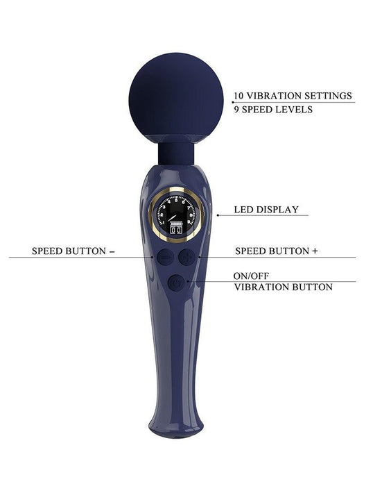 Pretty Love - Skyler - Wand Vibrator - Met LCD Display - Donkerblauw-Laced-up.nl