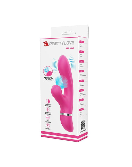 Pretty Love - Willow - Rabbit Vibrator Met ZuigFunctie - Roze-Laced-up.nl
