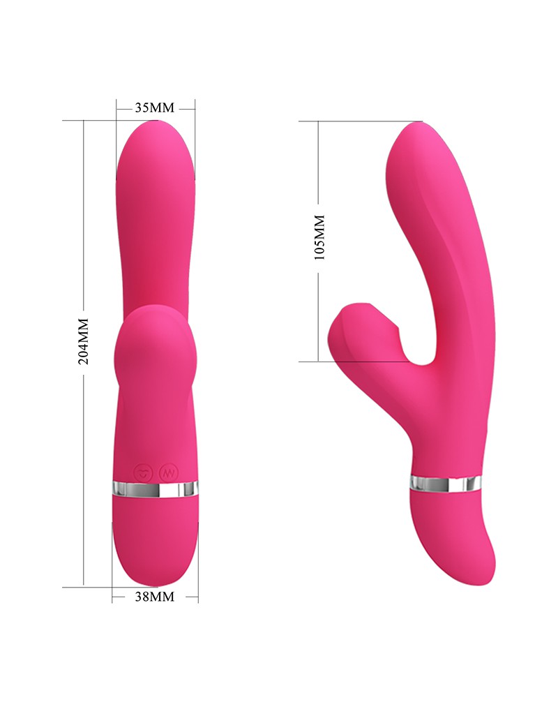 Pretty Love - Willow - Rabbit Vibrator Met ZuigFunctie - Roze-Laced-up.nl