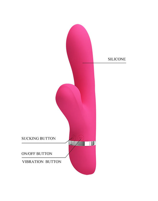 Pretty Love - Willow - Rabbit Vibrator Met ZuigFunctie - Roze-Laced-up.nl