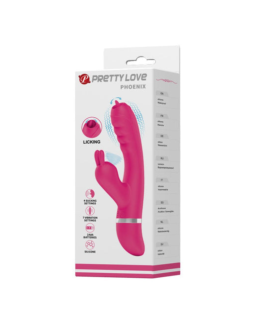 Pretty Love - Phoenix - Rabbit Vibrator Met Luchtdruk Stimulatie - Roze-Laced-up.nl