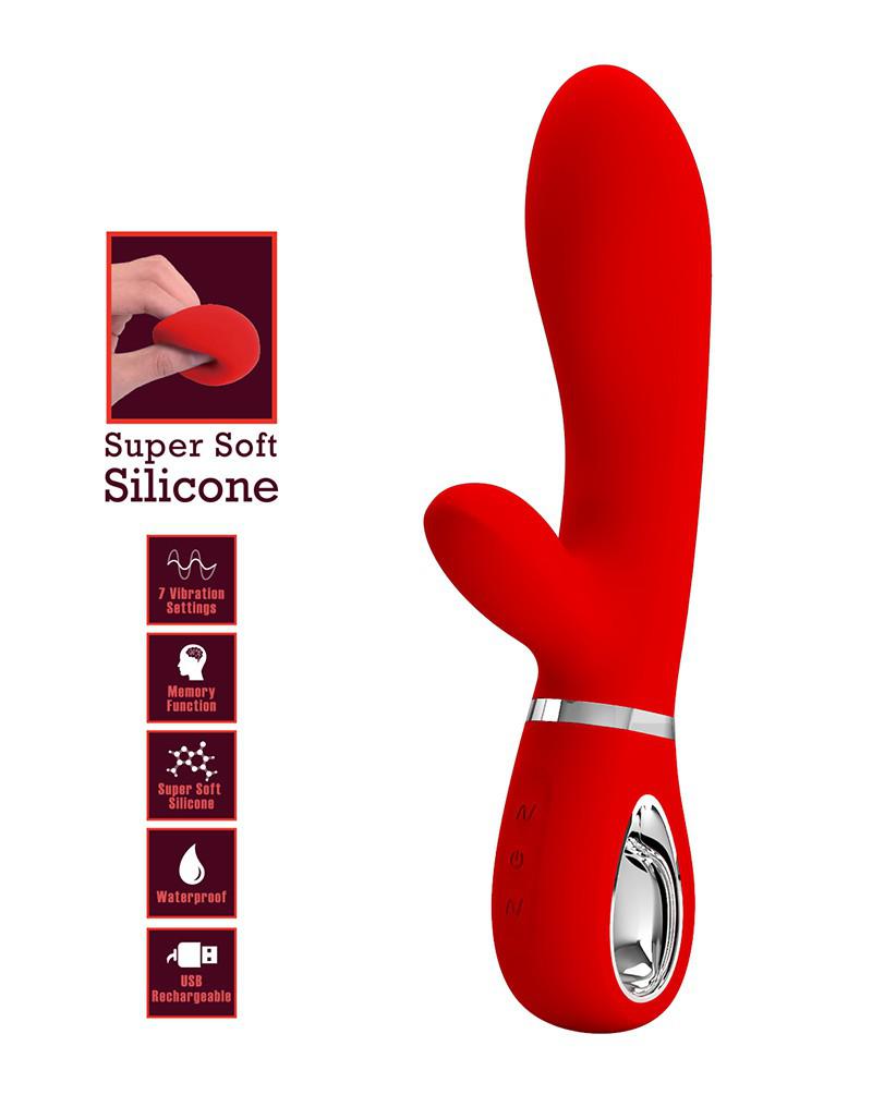 Pretty Love - Thomas - Rabbit Vibrator - Rood-Laced-up.nl