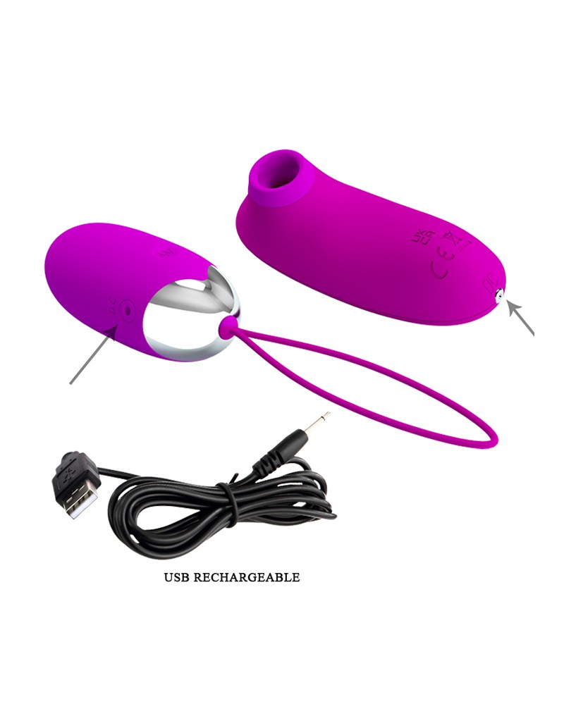 Pretty Love - Vibrerend Eitje plus Luchtdruk Vibrator ORTHUS - Roze-Laced-up.nl