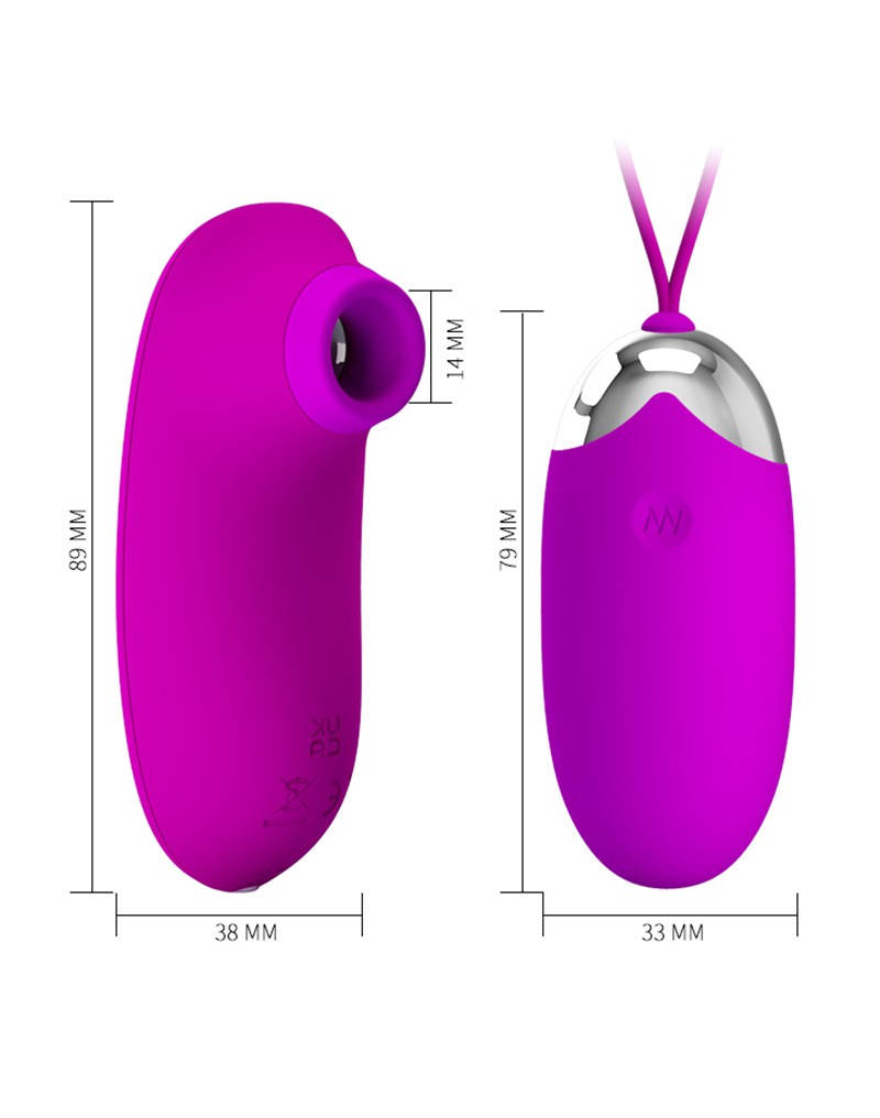Pretty Love - Vibrerend Eitje plus Luchtdruk Vibrator ORTHUS - Roze-Laced-up.nl