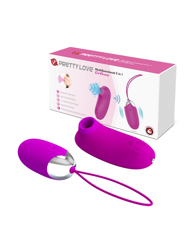 Pretty Love - Vibrerend Eitje plus Luchtdruk Vibrator ORTHUS - Roze-Laced-up.nl