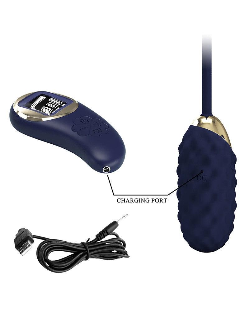 Pretty Love - Vivian - Vibrerend Eitje - Afstandsbediening met LCD Display - Donkerblauw-Laced-up.nl