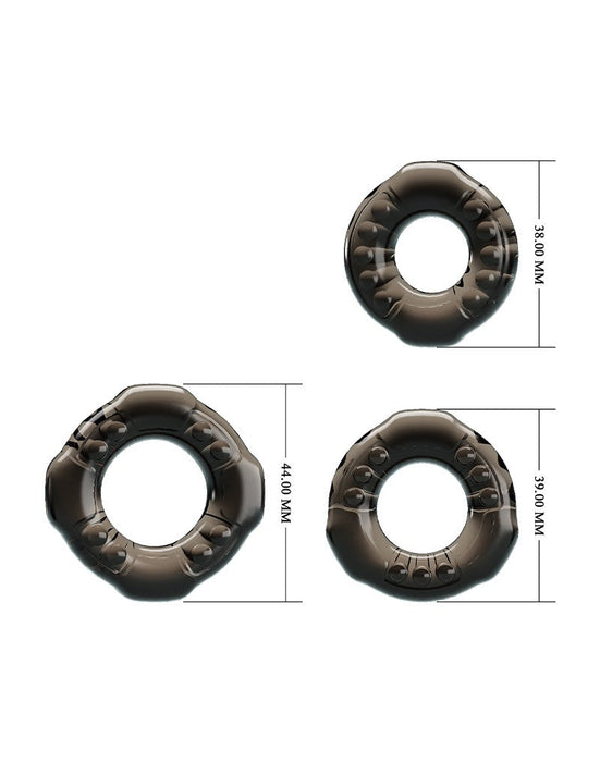 Pretty Love - Yvonne - Set Van 3 Rekbare Cockringen - Zwart Transparant-Laced-up.nl