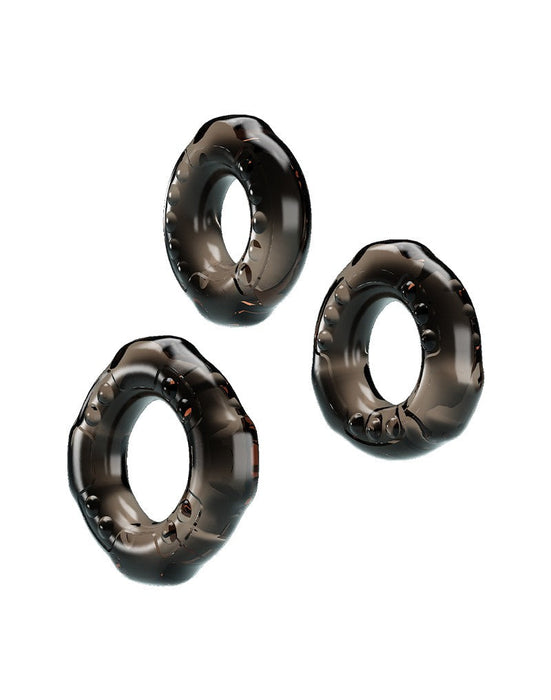 Pretty Love - Yvonne - Set Van 3 Rekbare Cockringen - Zwart Transparant-Laced-up.nl