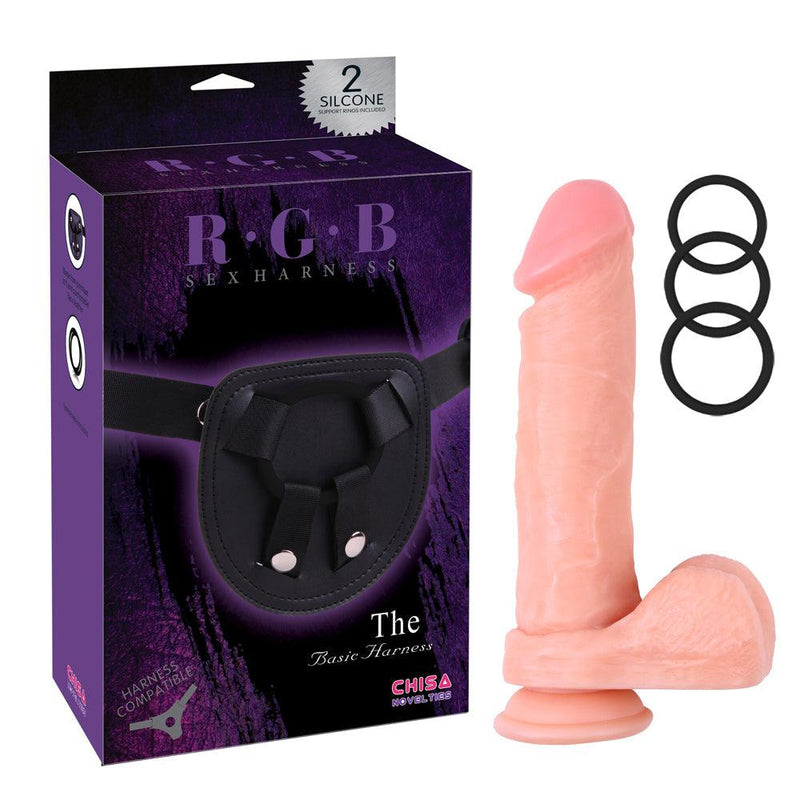 Chisa Toys - RGB Strap-on Voorbinddildo - Kyle Korver - Lengte 21,5 cm - Lichte Huidskleur-Laced-up.nl