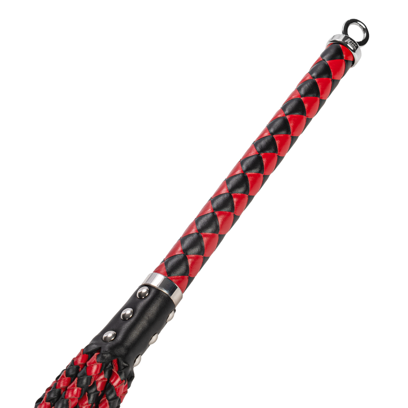 RISE - Cat O' Nine BDSM Zweep - Extra Heavy - Zwart/Rood-Erotiekvoordeel.nl