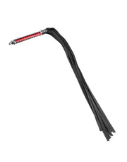 RISE - Lange Flogger met Zachte Strengen - Zwart/Rood-Erotiekvoordeel.nl