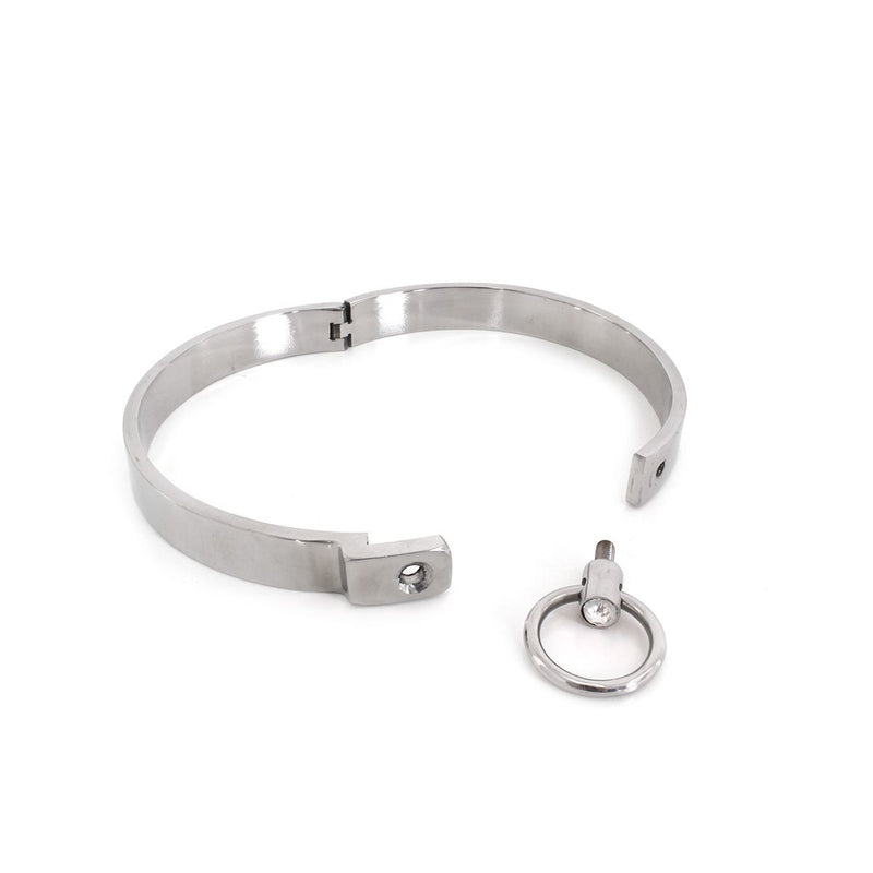 Kiotos - RVS Collar Solid Met Transparant Kristal voorzijde - Large - 13,5 cm-Laced-up.nl