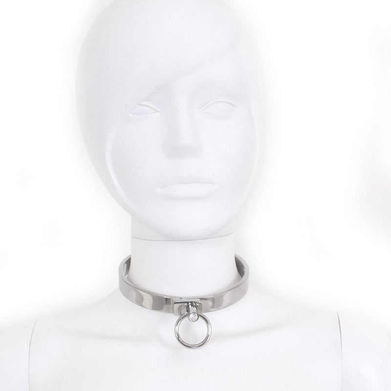 Kiotos - RVS Collar Solid Met Transparant Kristal voorzijde - Large - 13,5 cm-Laced-up.nl