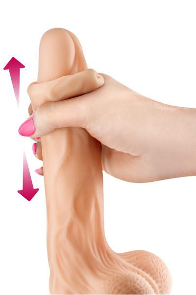 Real Body - Real Jo - Realistische Zuignap Dildo Met Bewegende Voorhuid - 18.5 cm - Lichte Huidskleur-Laced-up.nl