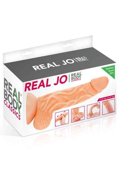 Real Body - Real Jo - Realistische Zuignap Dildo Met Bewegende Voorhuid - 18.5 cm - Lichte Huidskleur-Laced-up.nl