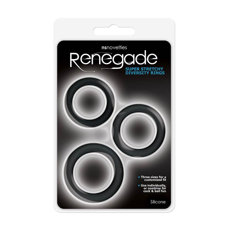 Renegade - Diversity Rings - Rekbare Cockringen Set - Zwart-laced-up.nl