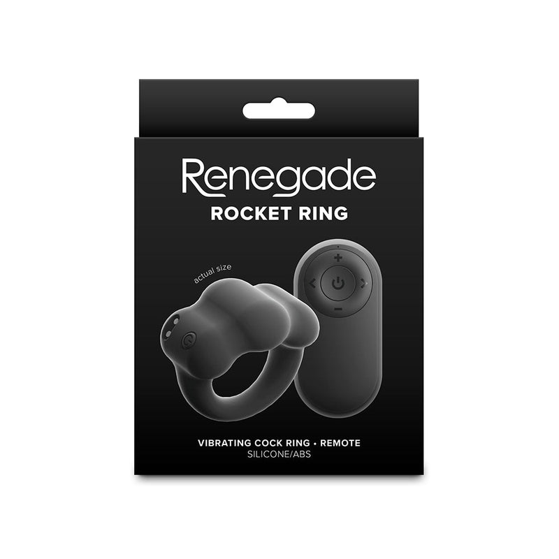 Renegade - Rocket - Vibrerende Cockring met Afstandsbediening - Zwart-Erotiekvoordeel.nl