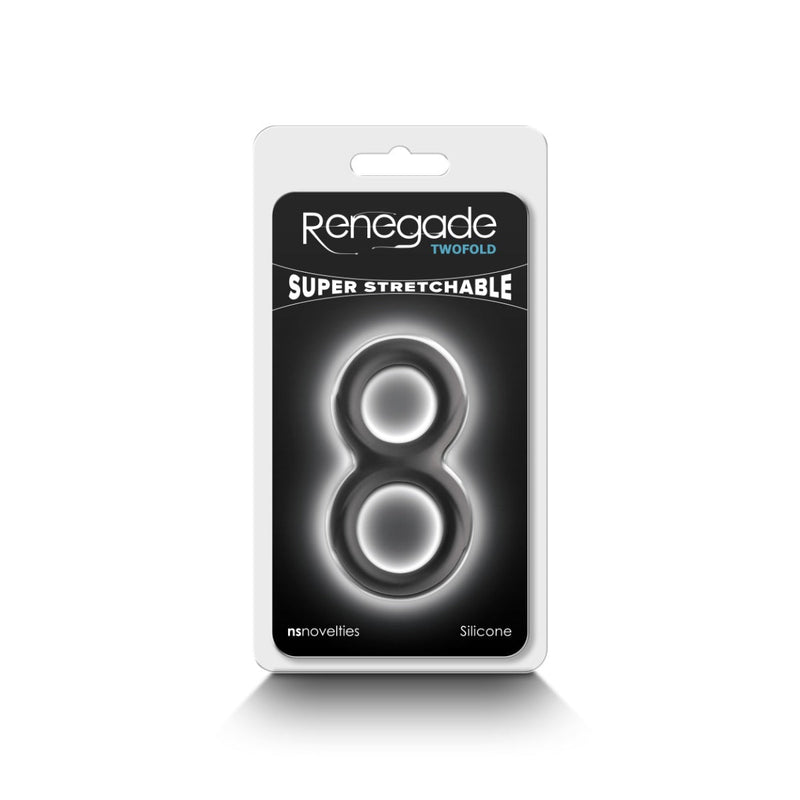 Renegade - Twofold - Dubbele Siliconen Cockring - Zwart-laced-up.nl