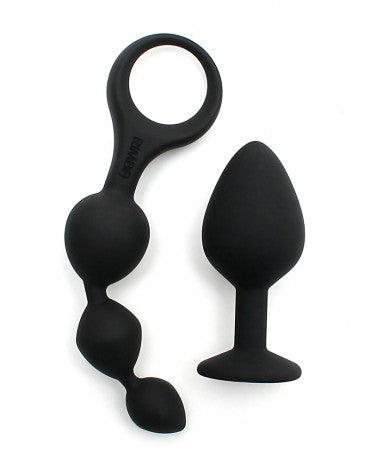 Rimba - Barcelona - Anaal Set Met Buttplug En Anaal kralen - Zwart-Laced-up.nl