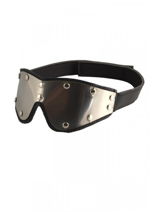 Rimba - Leather Blindfold with Metal Accents - Black/Silver - Laced-up.nl