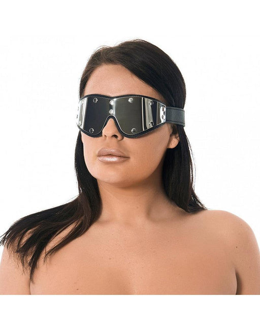 Rimba - Leather Blindfold With Metal - Black/Silver - Laced-up.nl