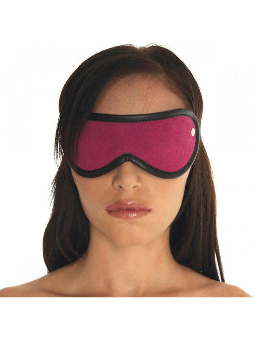 Rimba - Blindfold - Luxury Leather Eye Mask - Black and Pink - One Size - Laced-up.nl