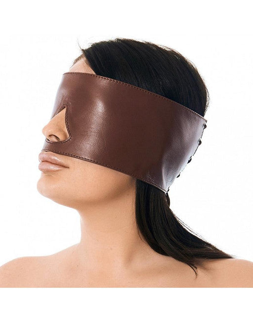 Rimba - Leather Blindfold with Nose Cutout - Brown - Laced-up.nl