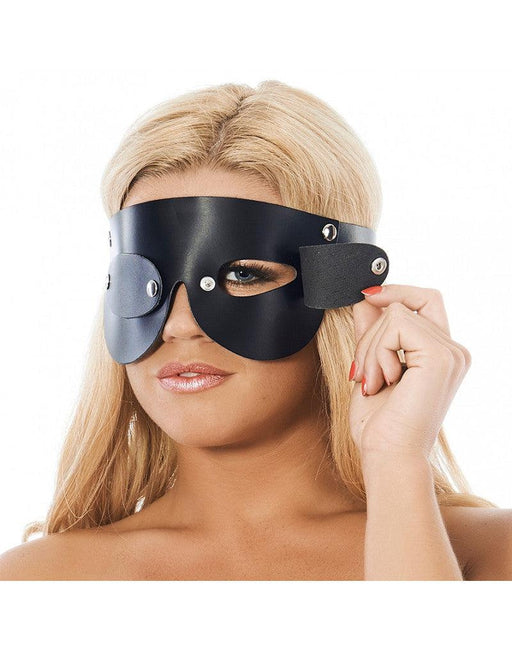Rimba - Black Leather Blindfold with Removable Eye Covers - Laced-up.nl
