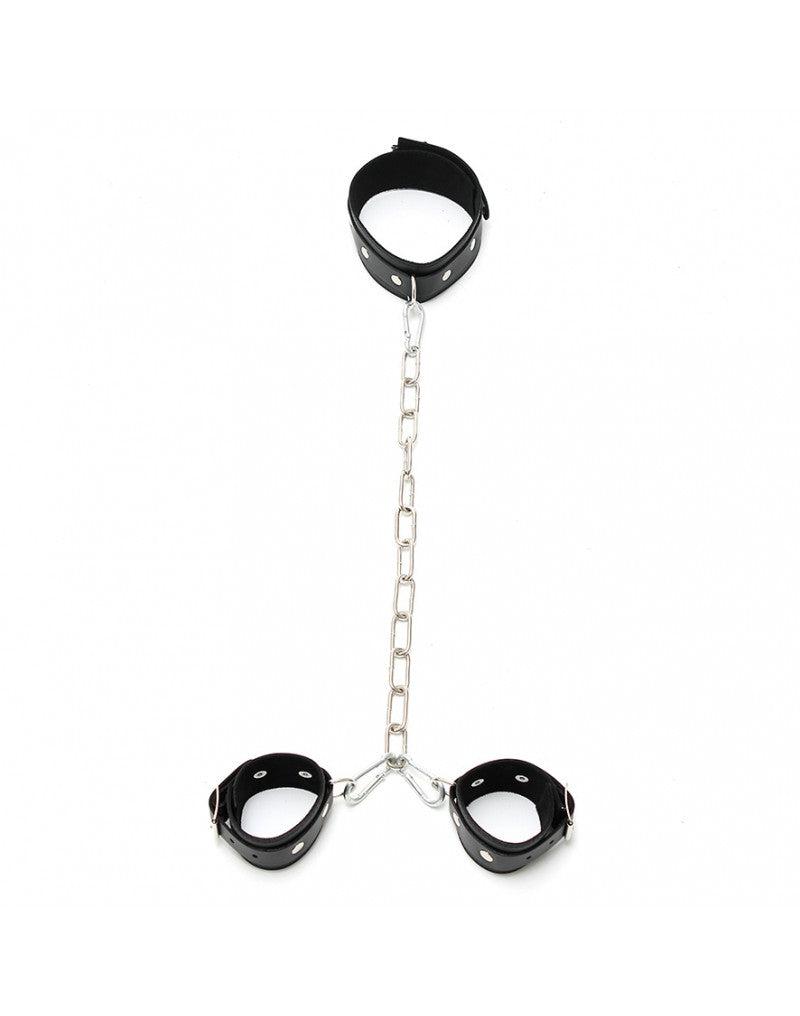 Rimba - Boeienset - Hals en Handboeien Combinatie met Metalen Ketting-Erotiekvoordeel.nl