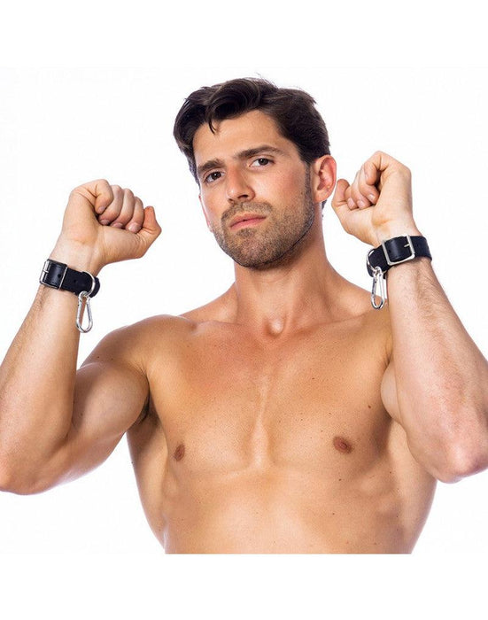 Rimba - Basic Bondage Set handboeien En voetboeien Leer - Zwart-Laced-up.nl