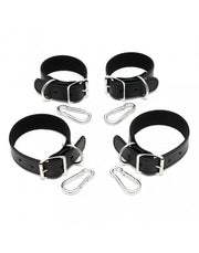 Rimba - Basic Bondage Set handboeien En voetboeien Leer - Zwart-Laced-up.nl