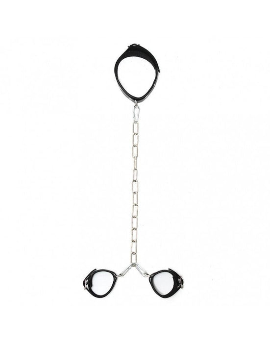 Rimba Bondage Play - Boeienset - Hals en Handboeien Combinatie met Metalen Ketting-Laced-up.nl