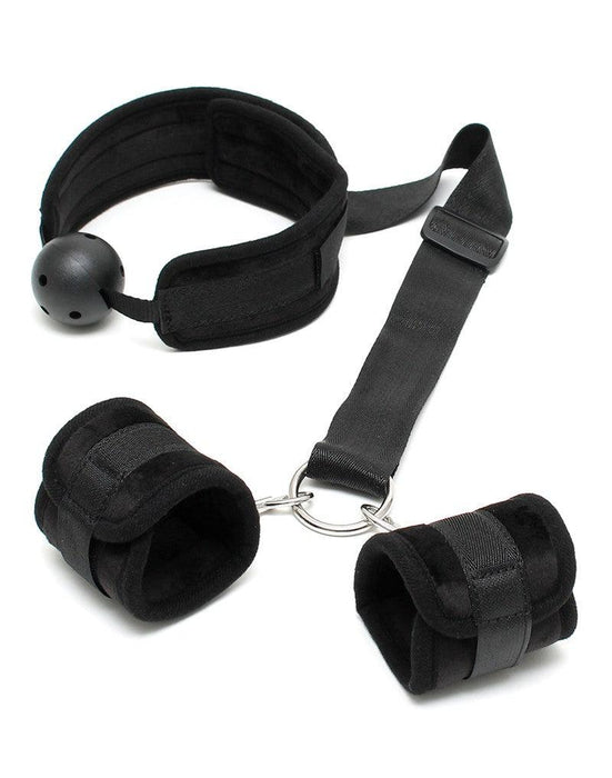 Rimba - Bondageset - Mondknevel - Boeien - Velcro - Zwart - Diameter Gag 45 mm -Laced-up.nl